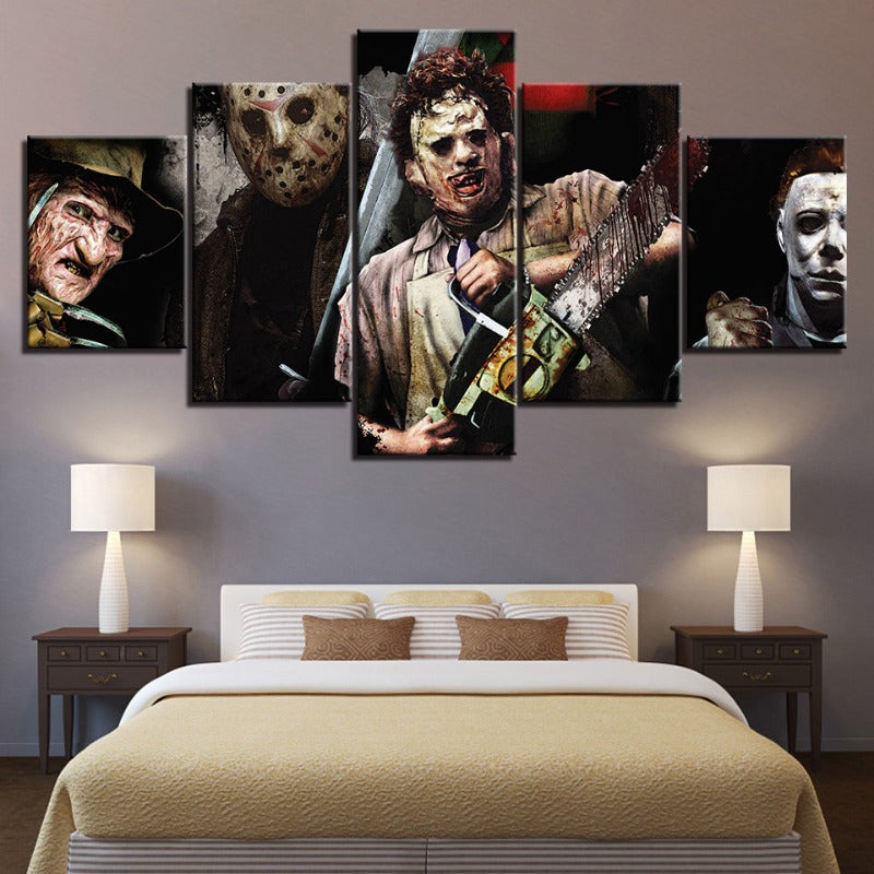 5 Piece Iconic Monster and Killer - Canvas Wall Art Painting | Skanto