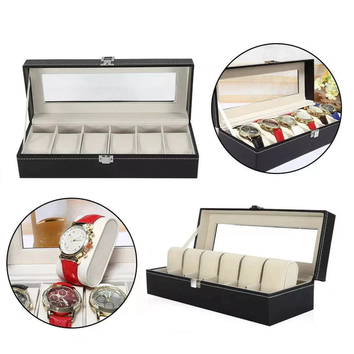 6 og 12 Slot Lær Klokke Organizer Skanto