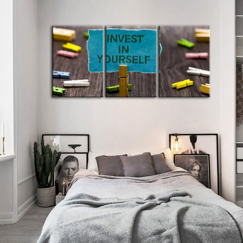 Invester i deg selv - Canvas veggkunst maleri 3 deler