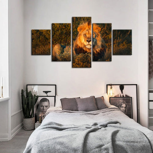 5 Pcs Divine Sunset Lion - Canvas Wall Art Painting | Skanto