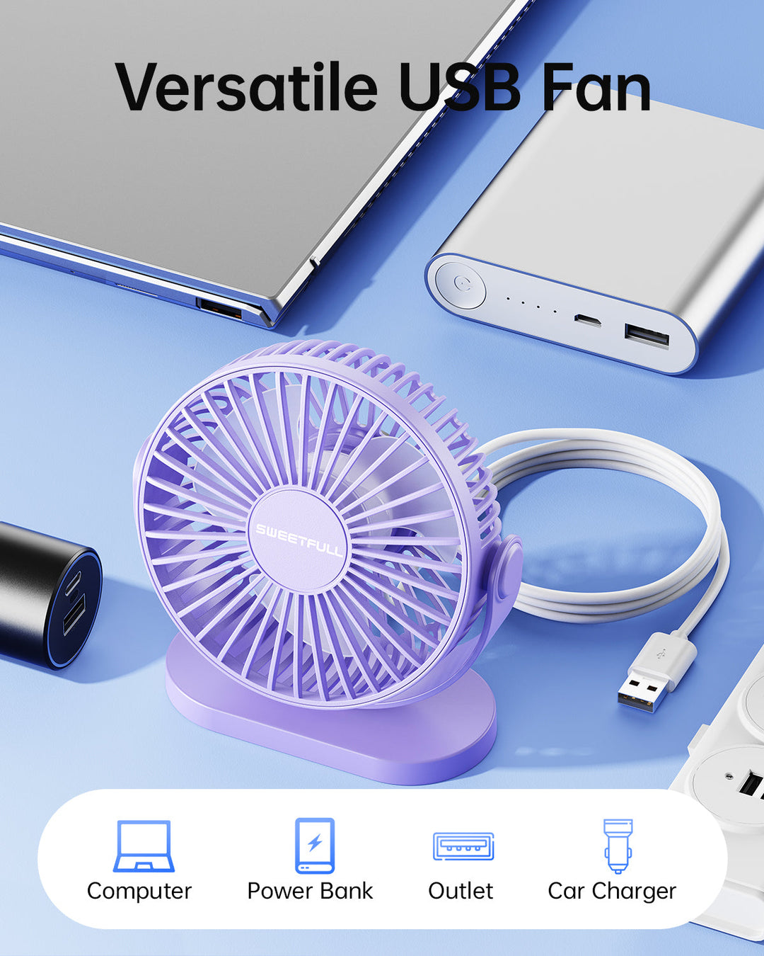 2-i-1 Krok & Skrivebord Vifte - 3-Hastigheter med 360° Rotasjon | Skanto