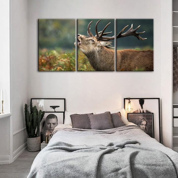 Blöken Elk - Lerret Veggkunst Maleri 3 Deler | Skanto