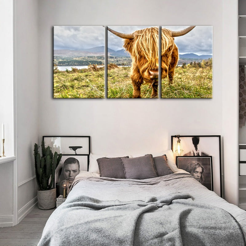 Søt Vill Ku-Canvas Veggkunst Maleri 3 Deler