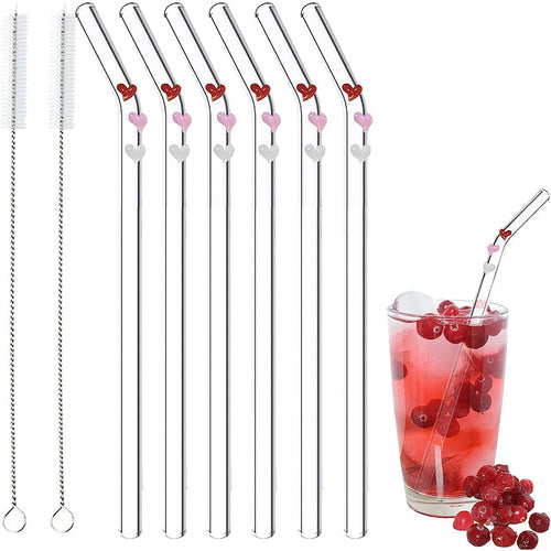 6 PCS Gjenbrukbare Fargede Glassrør med Rengjøringsbørste | Skanto