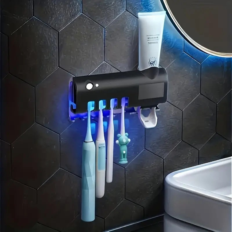 Smart UV Light Sterilizer Tandbørsteholder, Veggmontert Tannkremdispenser | Skanto