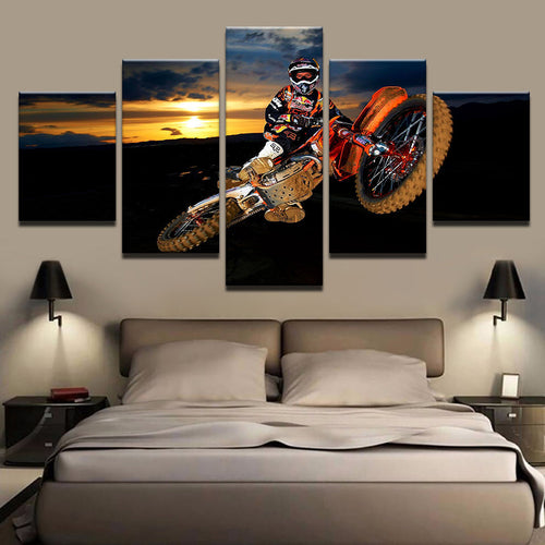 Motorbike Soaring 5 deler - lerret veggkunst maleri