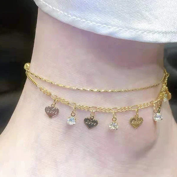 Skanto | Krystallbesatt ankelkjede med diamantfringer