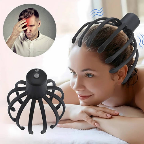 CalmFlow Smart Electric Octopus Hode Massager | Hodebunnsmassasje - Stresslettelse - Forbedret Søvn - Multi-retning Vibrasjons Hode Massager Skanto