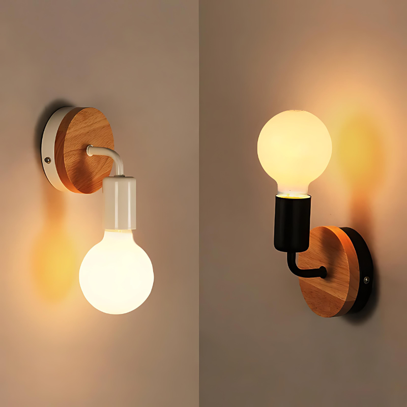 LumiEra - Elegant vegglampe laget av jern og tre i nordisk stil | Skanto