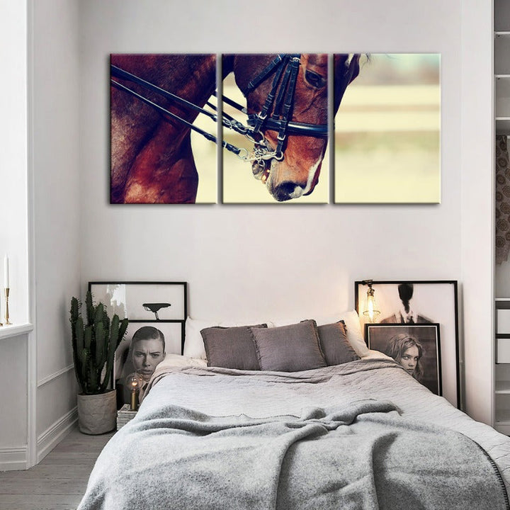 Elegant Halter Hest Canvas Veggkunst Maleri 3 Deler