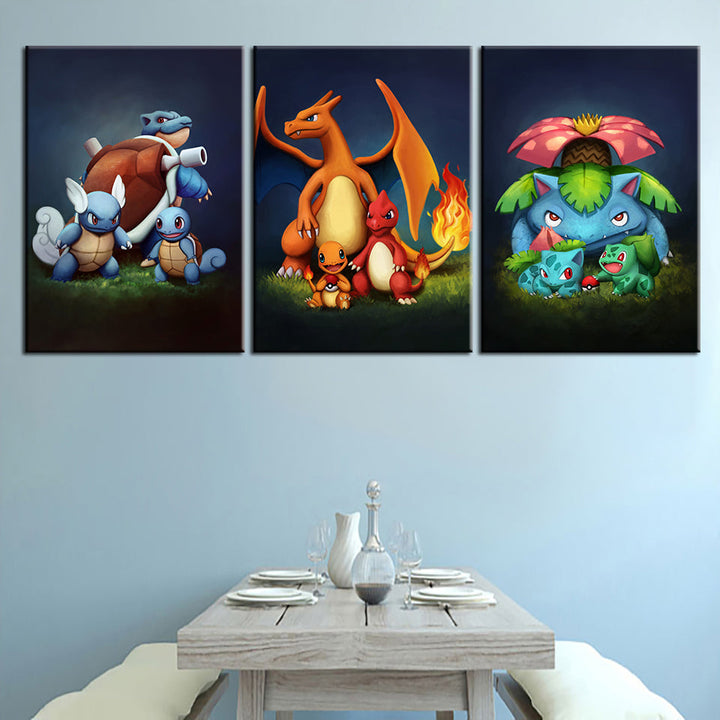 Dragon Team 3 stk - lerret veggkunst maleri