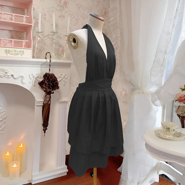 Skanto | V-Hals Halter Svart Bånd-Apron