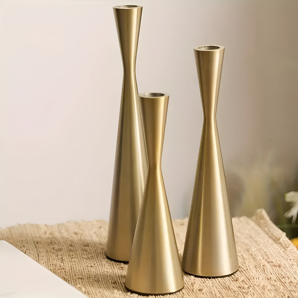 Eleganter nordischer Kerzenständer aus Messing für die Taille | 3-teiliges Sett
