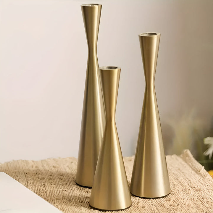 Eleganter nordischer Kerzenständer aus Messing für die Taille | 3-teiliges Sett