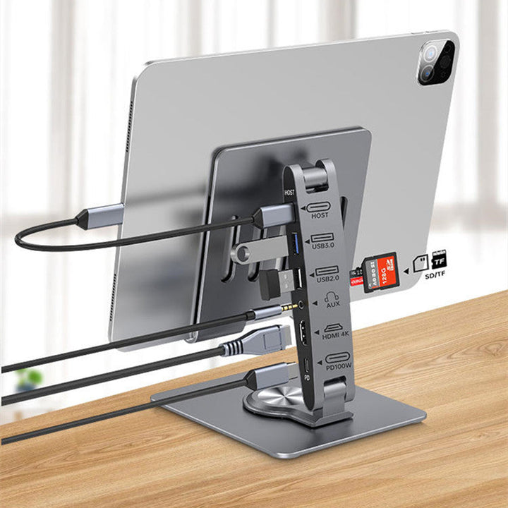 Skanto | 8-Port Hub Utvidelse Sammenleggbar Justerbar Aluminiumlegering Stativ