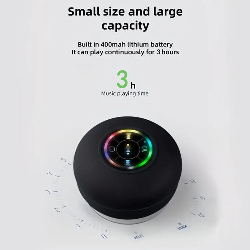 Mini Bluetooth dusj høyttaler med LED lys | Skanto