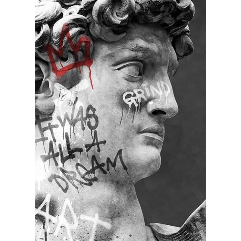 David Head Skulptur Graffiti - Lerret Veggkunst Maleri
