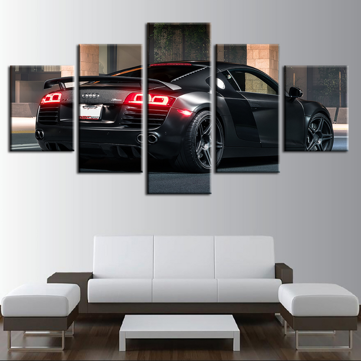 5-Piece Black Metallic Car Close-Up Canvas Wall Art Painting | Skanto