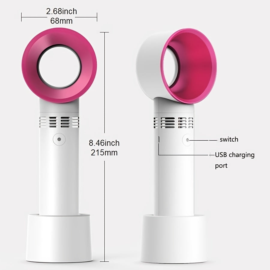 1pc USB Oppladbar Bladeless Håndholdt Vifte - Bærbar Mini Skrivebordsvifte med 3 Hastigheter for Reise, Camping, Kontor og Rombruk | Skanto