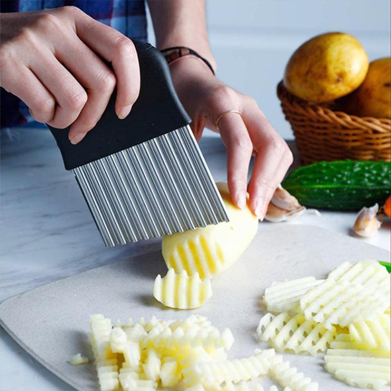 Bølget Kniv Frityrkutter i Rustfritt Stål | Skanto
