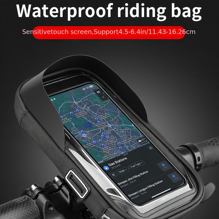 Wasserdichte Handyhalterung für Fahrrad og Motorrad – 360° drehbar og geeignet für 4,5–6,4 Zoll