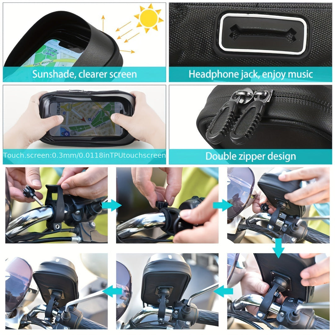 Wasserdichte Handyhalterung für Fahrrad og Motorrad – 360° drehbar og geeignet für 4,5–6,4 Zoll