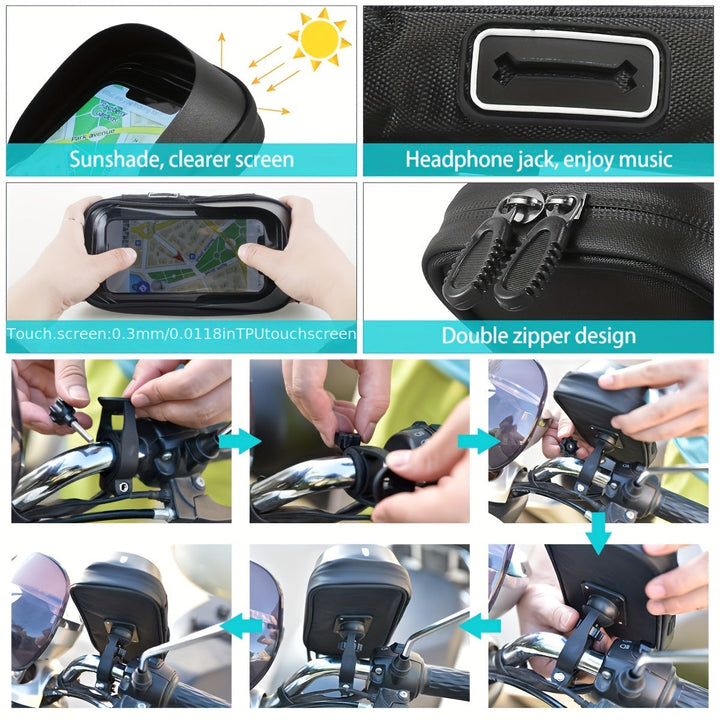 Vanntett telefonholder for sykkel og motorsykkel – 360° roterbar og egnet for 4.5–6.4 tommer | Skanto
