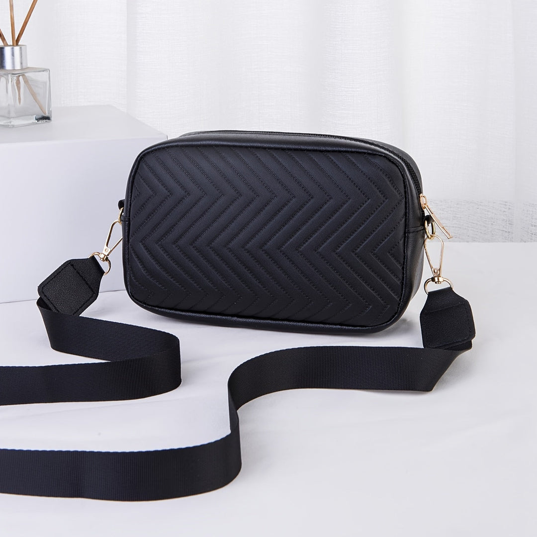 Skanto | NoirGlitz Polstret PU Messenger Bag – Svart Elegant Skulderveske med Paljetter og Avtakbar Stropp