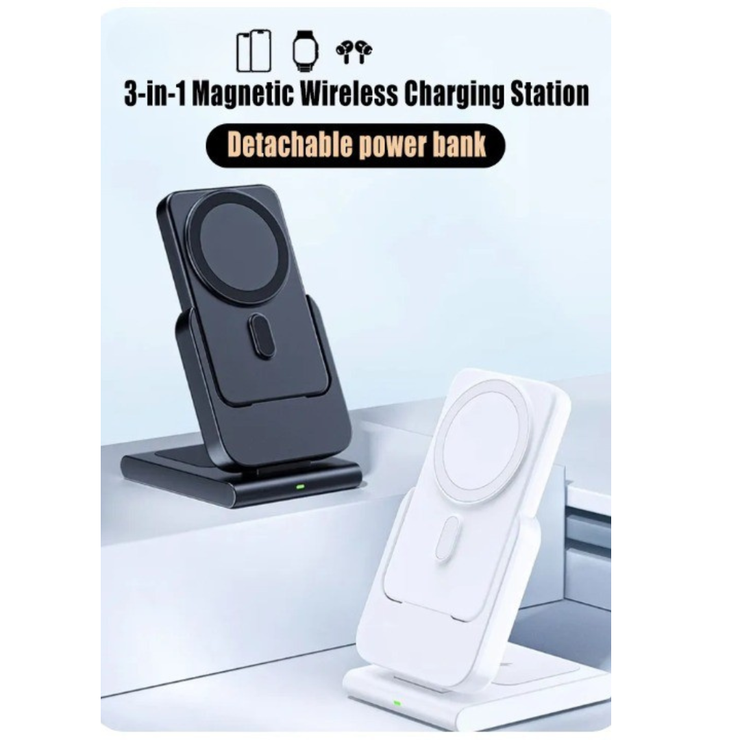 Skanto | 3i1 Magnetisk Hurtigladende Magsafe Power Bank Stasjon