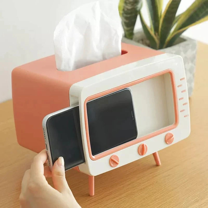 Kreativ Tv Tissue Box Holder Med Telefonholder Skanto