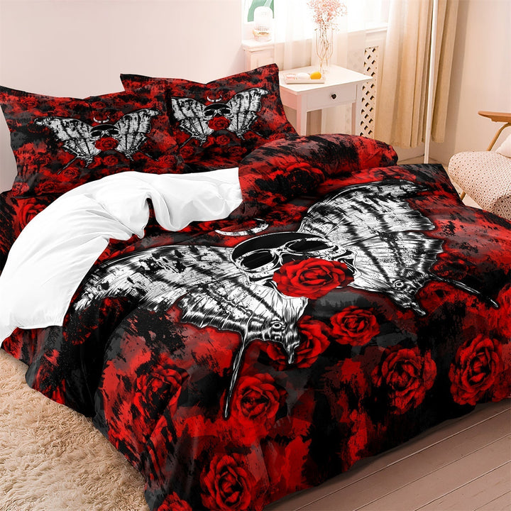 Skanto | GothicLuxe - Hodeskalle & Rose-tema Sengesett