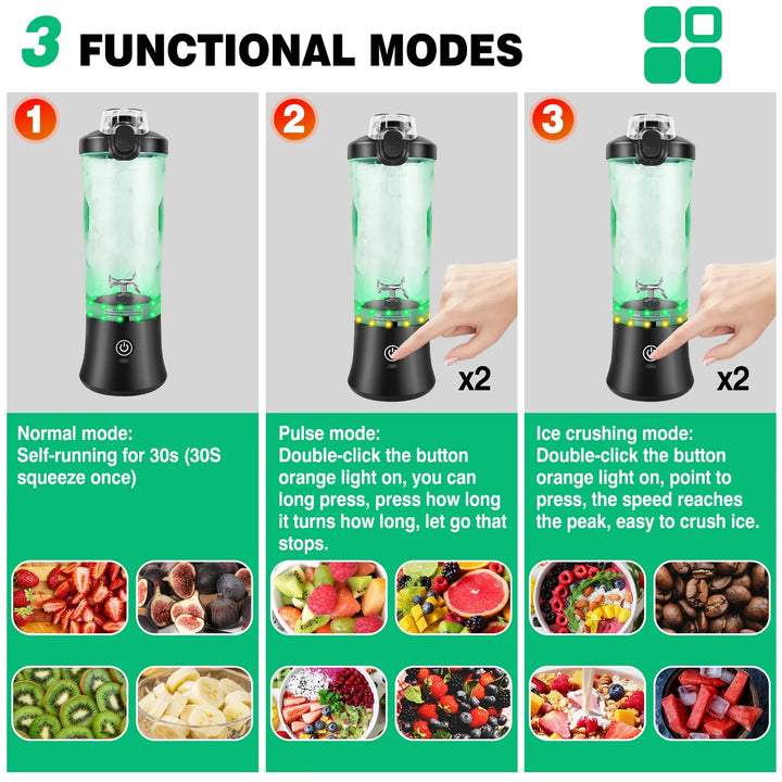 2 i 1 Bærbar Blender Elektrisk Juicer og Smoothie Mikser Mini Blender | Skanto
