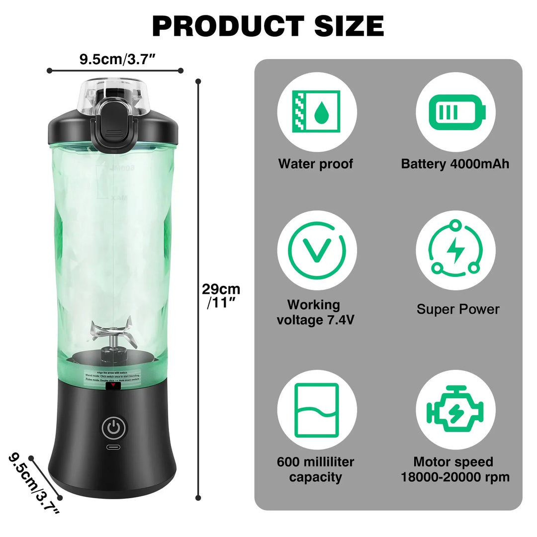 2 i 1 Bærbar Blender Elektrisk Juicer og Smoothie Mikser Mini Blender | Skanto