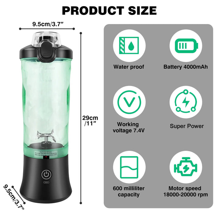 2 i 1 Bærbar Blender Elektrisk Juicer og Smoothie Mikser Mini Blender | Skanto