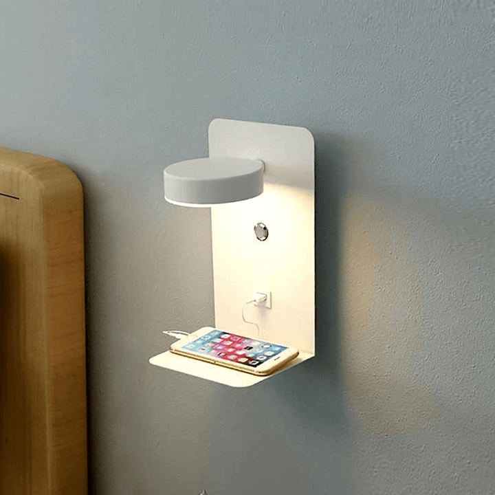 Skanto | BrightSpot Nattlampe med Lader – 330° Rotasjon LED Skrivebordlys med USB Laderdock