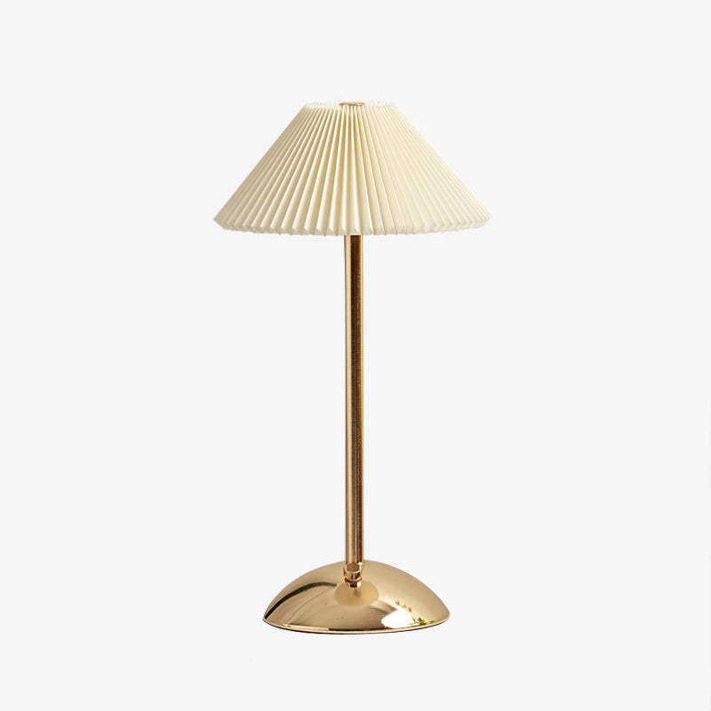Skanto | Moderne skandinavisk oppladbar jernstoff cone plisserte LED bordlampe for nattbord