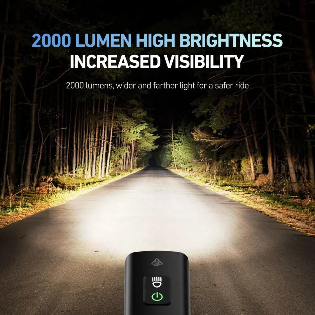 Skanto | Kraftig LED sykkellykt med 2000 lumen og IPX6 vanntettekking