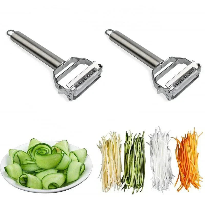 DuoSchaaf | Dobbel grønnsaksskreller laget av rustfritt stål med julienne-funksjon | Skanto