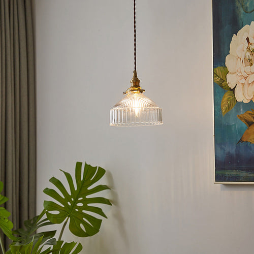 Rustikk pendellampe med bølget glass – industridesign