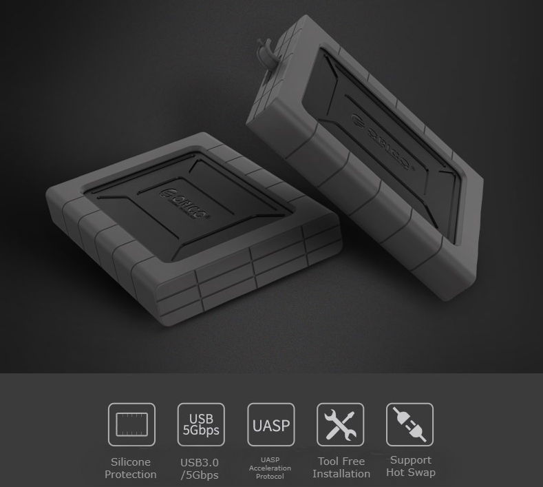 Skanto | Verktøyfri 2.5" USB 3.0 Ekstern Harddisketui, Harddiskinnkapsling med 5Gbps Høyhastighet, for SSD HDD & Støtte for UASP SATA III