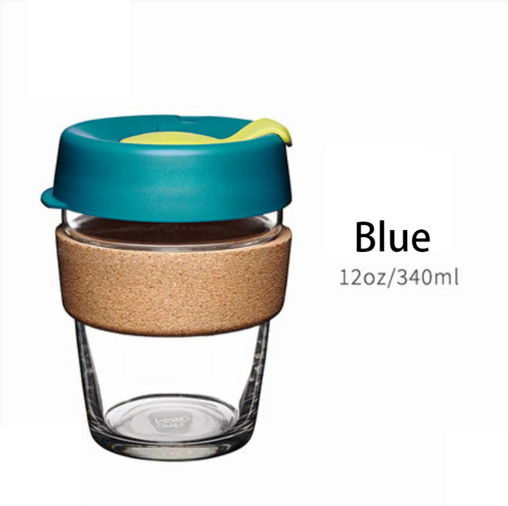 Skanto | Brukbar og bærbar glasskaffekopp med lokk og sleeve, for hjem, reise og mer