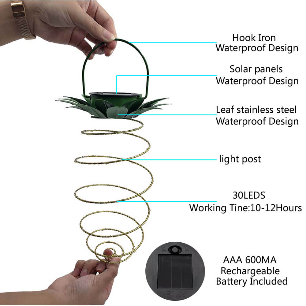 Skanto | Solar Pineapple Iron Lantern LED Kobbertråd Utendørs Vanntett Hage Dekorative Hengende Lys