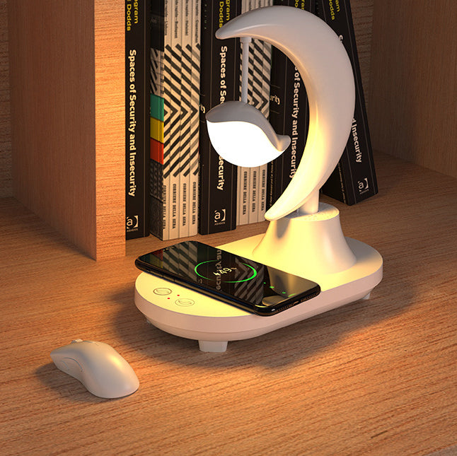 Moonsphere trådløs LED-lampe med Bluetooth-høyttaler og lader Skanto
