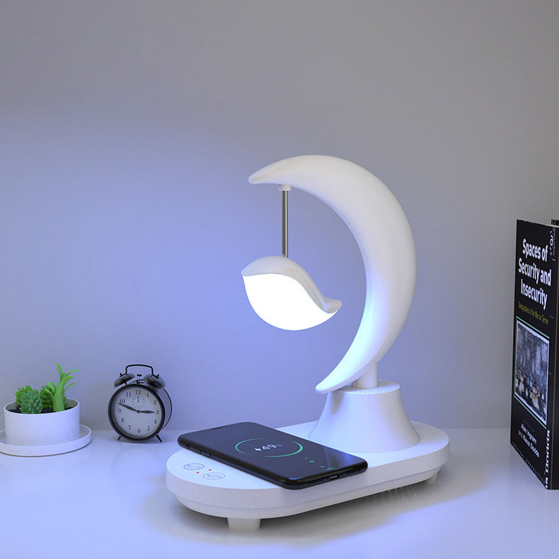 Moonsphere trådløs LED-lampe med Bluetooth-høyttaler og lader Skanto