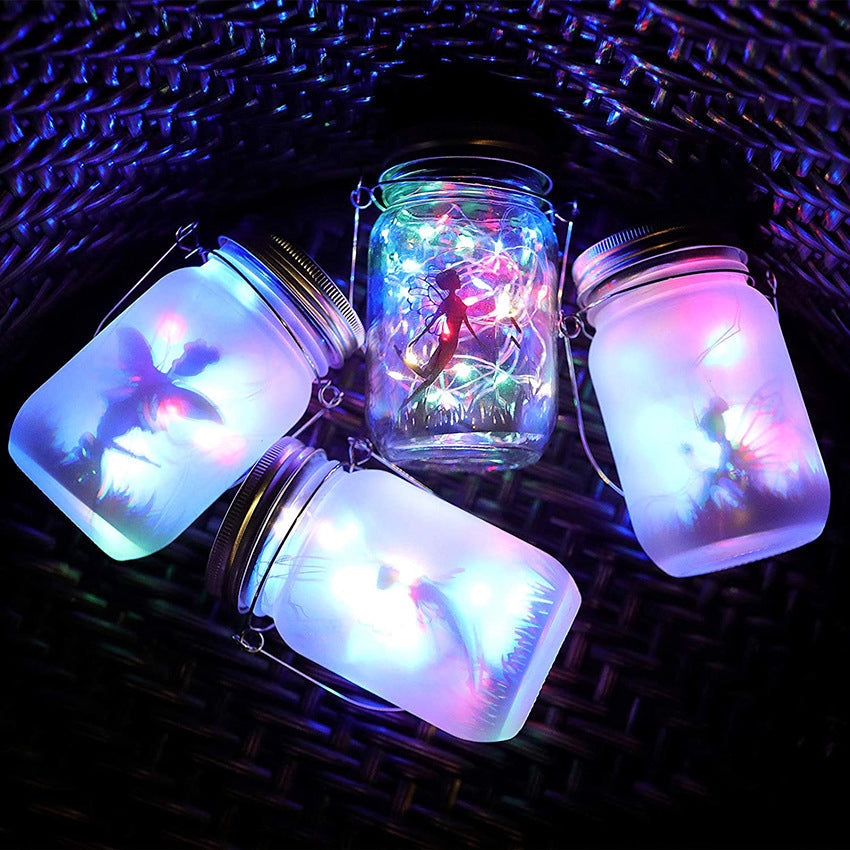 Solcelledrevet kreativ fe-LED-utelampe i frostet glass