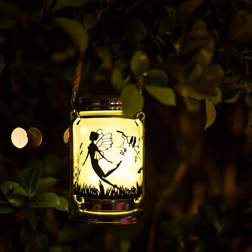 Solcelledrevet kreativ fe-LED-utelampe i frostet glass
