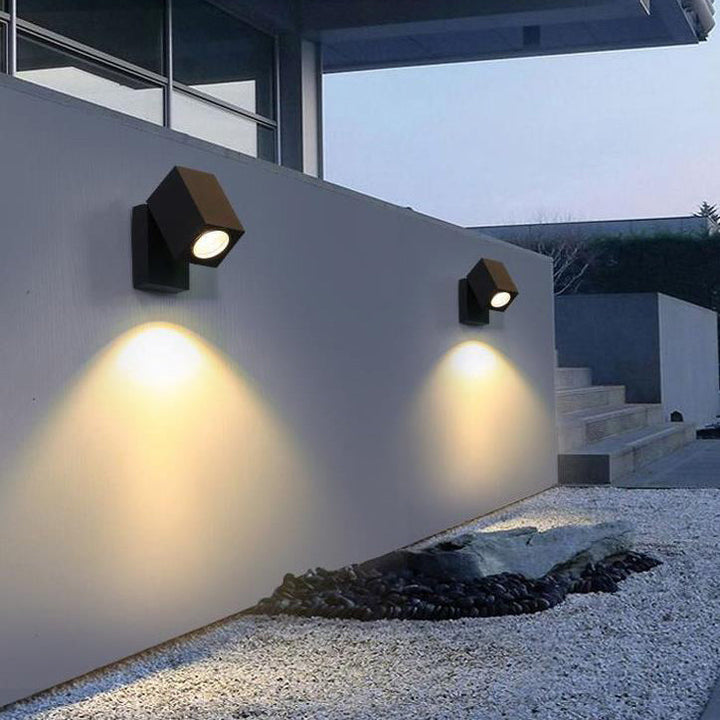 Moderne Utendørs Vanntett Firkantet Spotlight Justerbar Vinkel LED Hage Vegglampe | Skanto