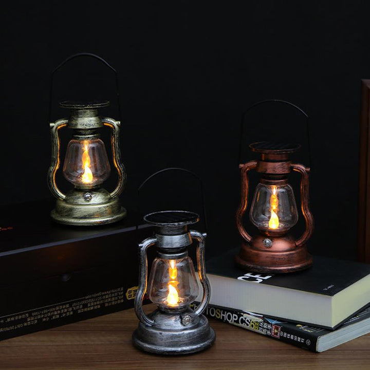 Solar Retro Kerosene Lampe Hest Lampe LED Utendørs Hage Patio Dekorasjon Bærbar Flamme Stearinlys Lys | Skanto