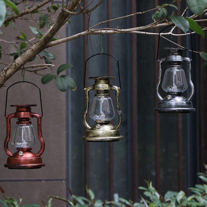 Solcelledrevet retro parafinlampe, hestelampe, LED utendørsbelysning for hage og terrasse, bærbar flammelyslampe