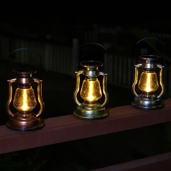 Solcelledrevet retro parafinlampe, hestelampe, LED utendørsbelysning for hage og terrasse, bærbar flammelyslampe